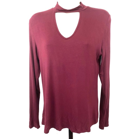 Burgandy Choker Style Tee by Hippy Rose Sz M - Picture 1 of 3